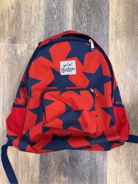 Mini Boden Red and Navy Star Pattern Backpack full size bag